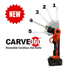 NEW Cordless HOT KNIFE KIT WITH Rotatable 360 Carve, 4"/ 6" Blades, 2 Battery Chargers, Case